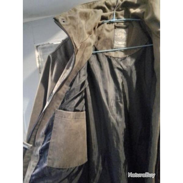 Superbe veste de chasse imperm�able SOMLYS toile fa�on vieux cuir XL