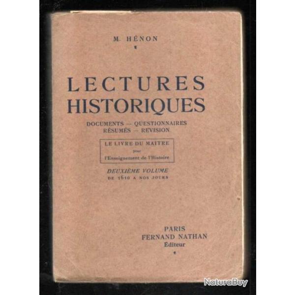 lectures historiques de 1610 � nos jours (1938) de m.h�non