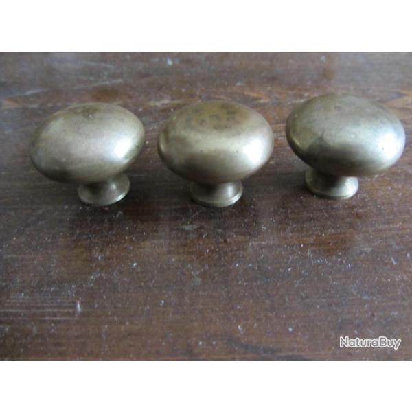 3 Boutons de tiroir laiton bronz� 1940/1950