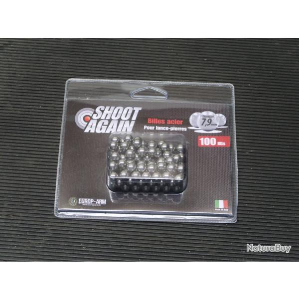 Lot de 100 billes d'acier Barnett de diam�tre .38 / 9 mm pour lances-pierres REF 34/2025