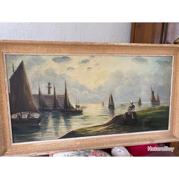 Joli peinture ancienne  tr�s bon sujet artiste r�pertori�