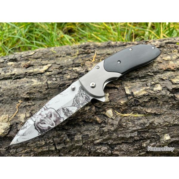 Couteau � Ouverture Assist�e - 20 cm meute de loups