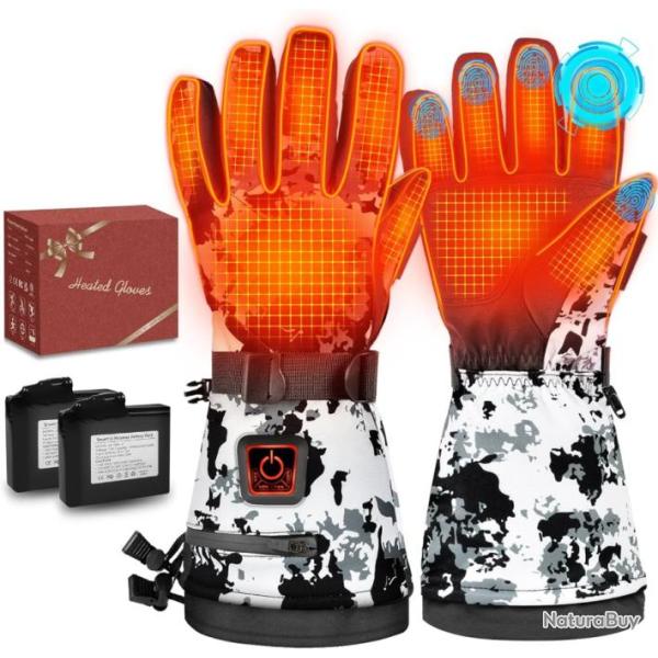 Gants Chauffants pour Hommes Gants de Ski Chauffants � 3 Niveaux avec Batteries Rechargeable