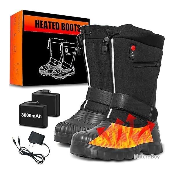 Bottes de Chasse Chauffante,Bottes Chauffantes pour Homme Femme,7.4V 3000mAh Chaussure Chauffante