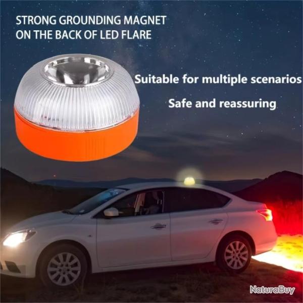 Gyrophare Urgence LED Stroboscopique Magn�tique Pour Voiture Piles 3AAA HB-329 S�curit� Routi�re