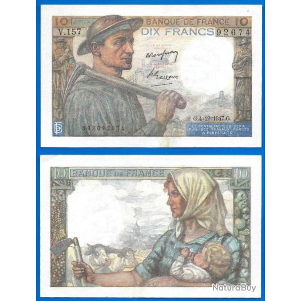France 10 Francs 1947 Mineur Billet Franc Frc Frc Frs