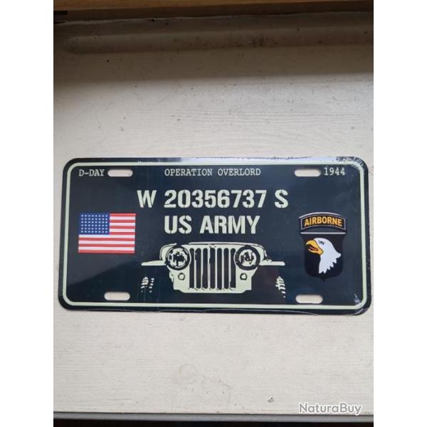 PLAQUE M�TAL TYPE LICENSE PLATE "JEEP US ARMY"