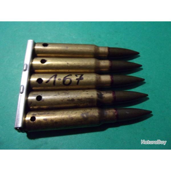 5 munitions/clip 7,5x54 ( TE 1-67 SI 7,5 ) �tui laiton balle blind�e tombac neutralis�e