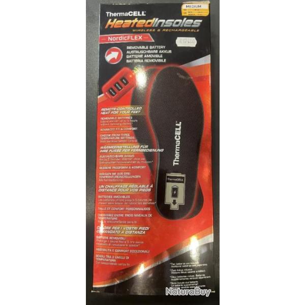 Semelles chauffantes ThermaCELL rechargeable Nordic FLEX avec t�l�commande Taille M 38-40