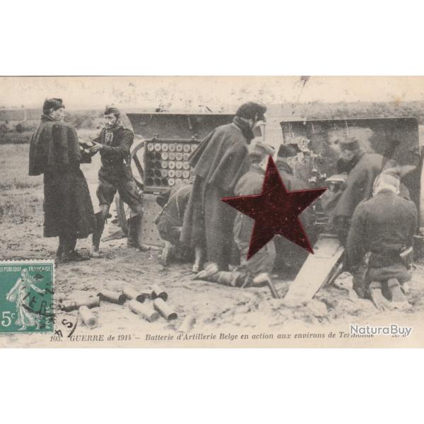 CPA - GUERRE de 1914-Batterie d'Artillerie Belge en action aux environs de Termonde  N�734