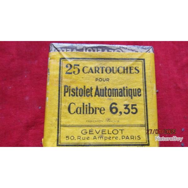 boite Gevelot 6.35 perc�es 25 acp munitions neutra percut�es fab mixte 25 vitrine belle pr�sentation