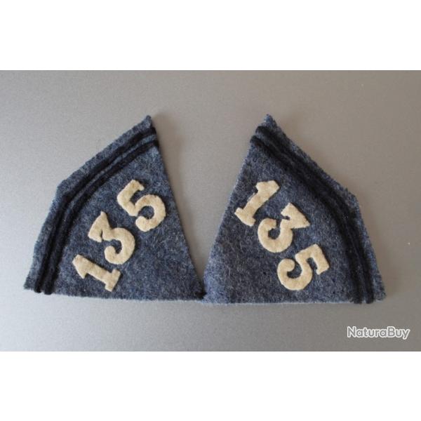 Patte de col 135 �me r�giment territorial capote vareuse bleu horizon