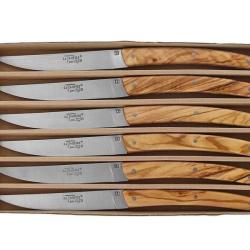 Coffret de 6 Couteaux de Table Le Thiers&reg; en Olivier - Fabrication Fran&ccedil;aise BJB