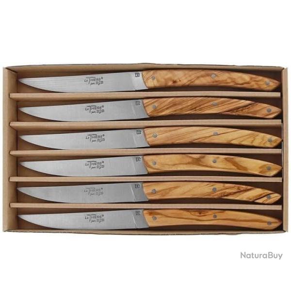 Coffret de 6 Couteaux de Table Le Thiers� en Olivier - Fabrication Fran�aise BJB