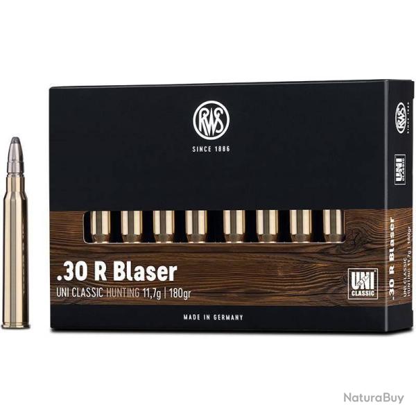 Munitions RWS calibre 30 R Blaser Uni Classic 180gr - 11.7g x20