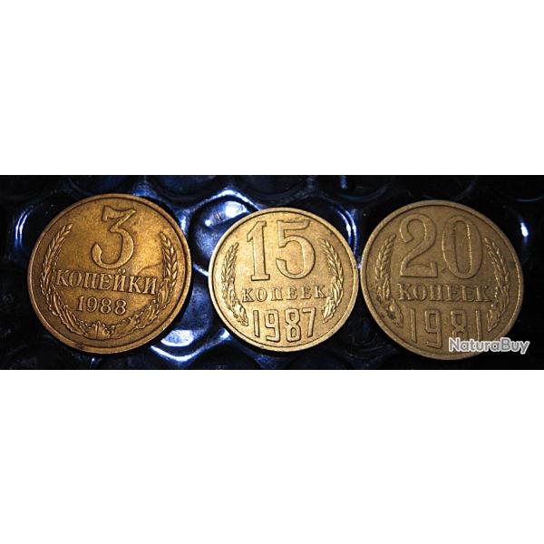 Russie  piece  de 3-15-20 kopeck  ann�es 80 ttb