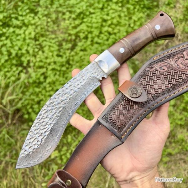 Couteau khukuri damas kukri nepalais collection manche bois avec �tui #278