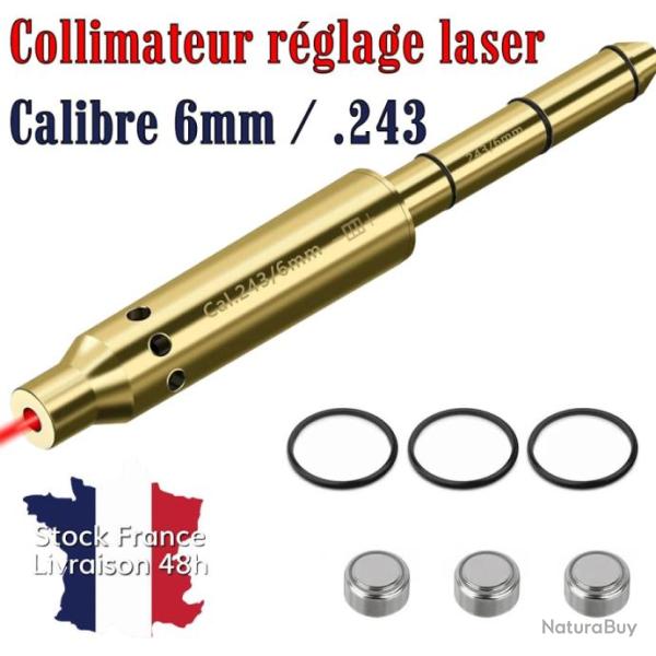 Collimateur laser ajustable � mettre en bout de canon calibre 243 et 6mm - Stock France