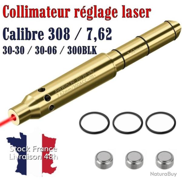 Collimateur laser ajustable � mettre en bout de canon calibre 308 7,62 30-30 30-06  - Stock France