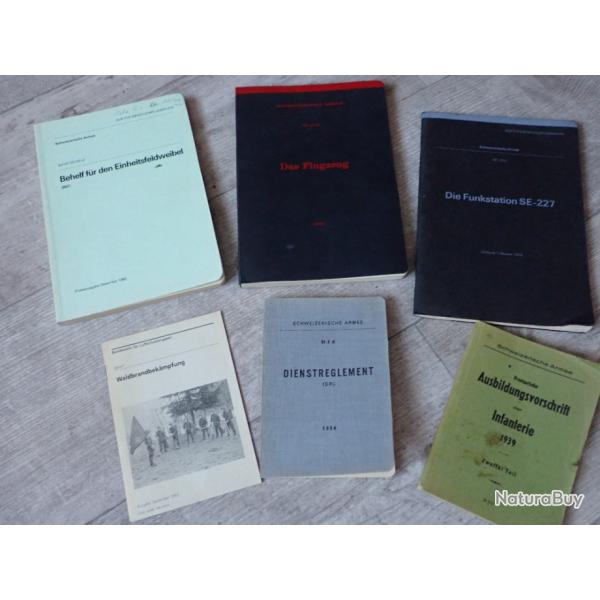 Lot de livres d'instruction, notices, arm�e suisse
