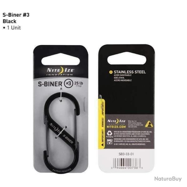 Mousqueton Nite Ize S-Biner M�tal - Noir / T3