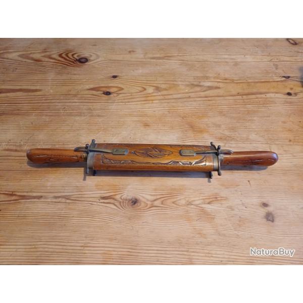 �tui ancien Bois et Laiton avec couteau et fourchette