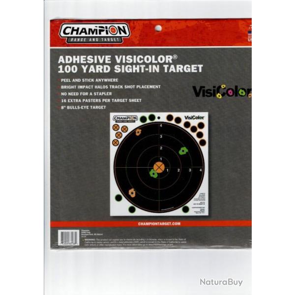 Lot de 20 cibles r�actives adh�sives Champion VisiColor de 8" (environ 20,32 cm) avec pastilles