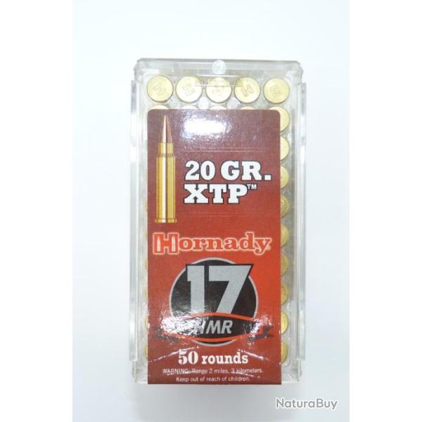BOITE DE 50 MUNITIONS Hornady - CAL.17 HMR - 20 GR. XTP
