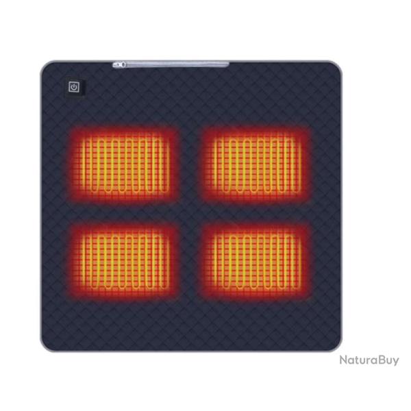 Coussin Chauffant �lectrique USB Portable 3 Temp�ratures R�glables 4 Zones Chauffantes 45X45 cm Bleu