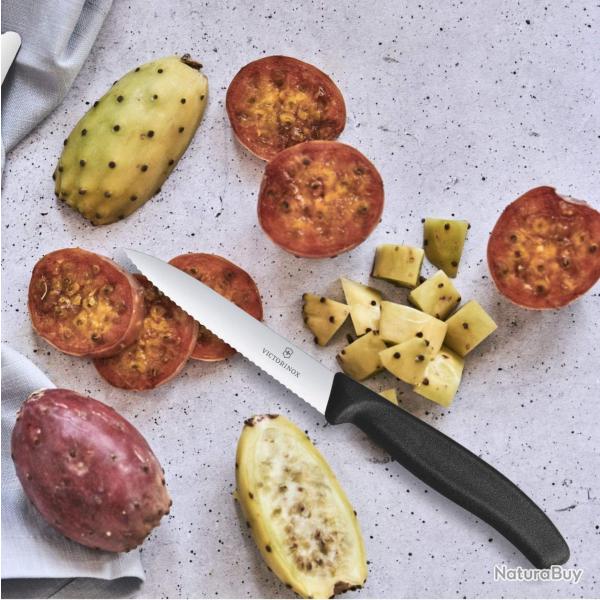 Victorinox 6.7733 Couteau d'office SwissClassic, pointe milieu, dent�, 10 cm, noir