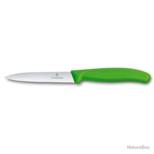 Victorinox 6.7736.L4  SwissClassic couteau d'office,pointe milieu,dent�,10 cm, vert