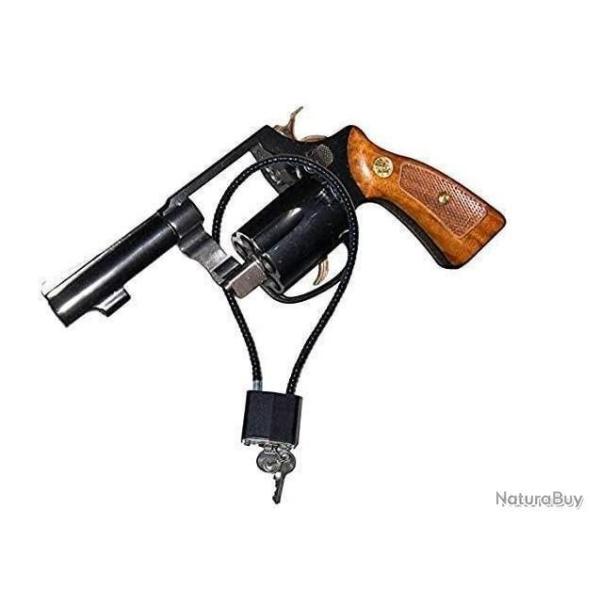 C�BLE DE S�CURIT� AVEC CADENAS POUR FUSIL ET ARME DE POING - NOIR - 38cm - LIVRAISON GRATUITE