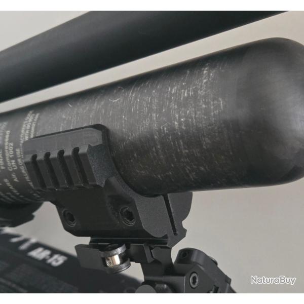 Pince pour bouteille pcp diam�tre 60mm 3 rails picatinny 21mm compatible 580cc carbone