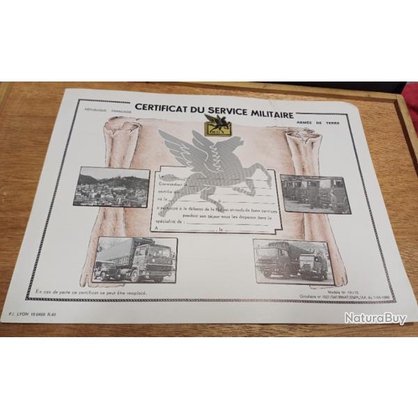 Certificat du Service Militaire - 505�me R�giment du Train - vierge - TBE