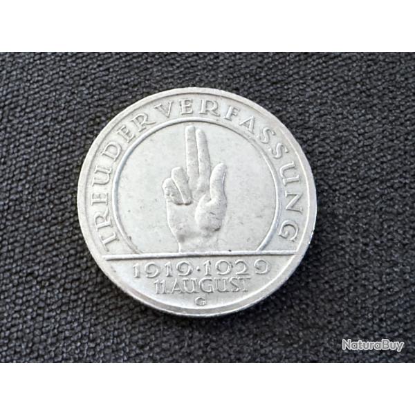 Pi�ce Allemagne - R�publique de Weimar - 5 reichsmark 1929 G - argent
