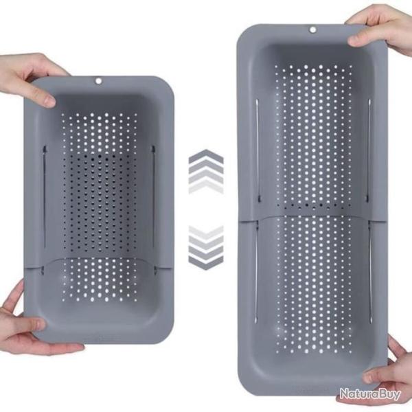 Passoire Extensible � Poser sur l'�vier Id�ale pour Laver et �goutter Fruits, L�gumes et P�tes Gris
