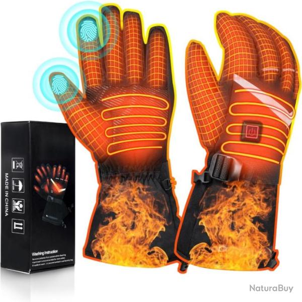 Gants chauffants �lectriques 7.4V/2�5000mAh avec Batterie et Port USB 2-en-1Chaleur Moto