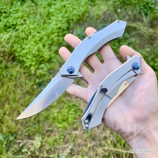 couteau pliant tactique lame acier D2 full m�tal camping de poche #279