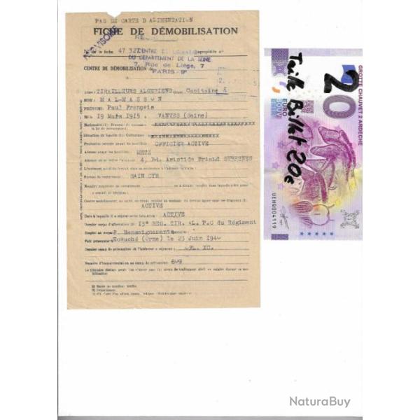 certificat capitaine active renseignement 13� tirailleur Al prisonnier 5/45 ww2 seconde guerre OFLAG