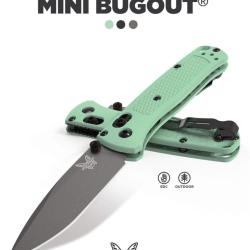 Benchmade 533GY-06 MINI BUGOUT, Couteau pliant Sea Foam Grivory - vert menthe