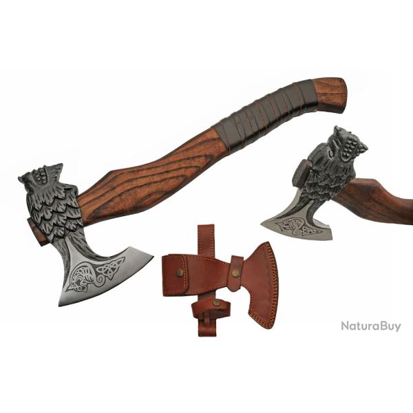 Hache Wolf Hammer Lame Acier Carbone Manche Frne Brl Style Viking tui Cuir PA882462