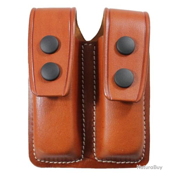 �tui double pour chargeurs � double pile personnalis� selon votre arme (Cuir brun clair) (2)
