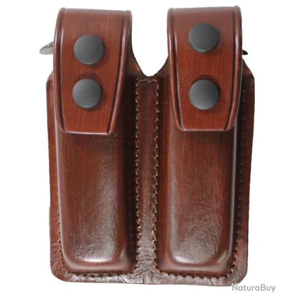 �tui double pour chargeurs � double pile personnalis� selon votre arme (Cuir brun fonc�) (2)