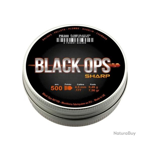 Plombs THE BLACK OPS sharp cal.4.5mm t�te pointue par 500