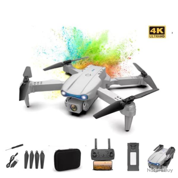 Drone Pliable E99Pro HD 4K Gris- Cam�ra WiFi FPV, Quadricopt�re avec �vitement d'Obstacles et Photo