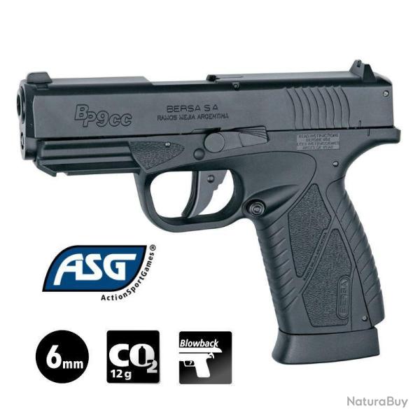 PISTOLET ASG BERSA BP9CC Noir - Culasse mobile - 6 mm BB - CO� 1.5J Arme seule