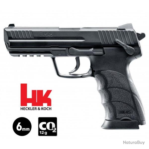 PISTOLET HECKLER & KOCH HK45 Noir - Culasse fixe - 6 mm BB - CO� Arme seule