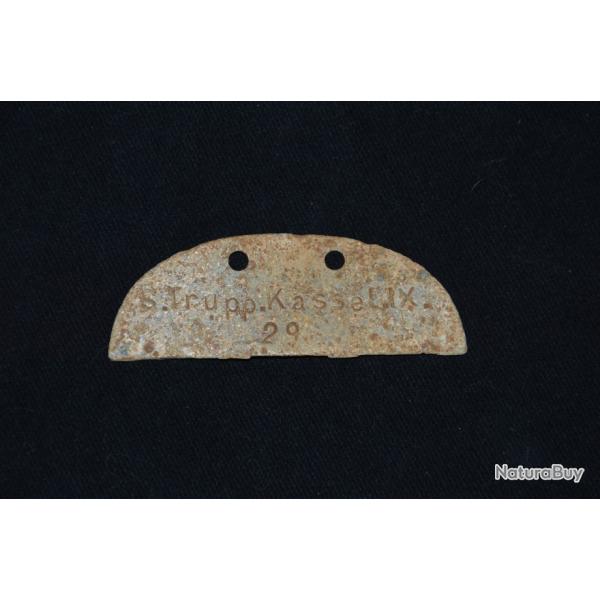 PLAQUE D'IDENTITE ALLEMAND Mle 1917- S.TRUPP. KASSEL. IX. 29-GRANDE GUERRE 1914/1918- 1� WW