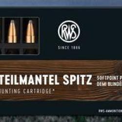 Cartouches RWS TEILMANTEL SPITZ - Softpoint - Demi blind&eacute;e - T&ecirc;te pointue - 50 gr / 3,2 g - 20 carto