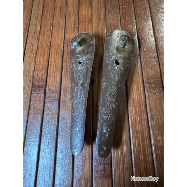 BELLE PAIRE DE PLATINE N. BERNIMOLIN & FR�RE BREVET� A LI�GE BRONZ� ET GRAV�E